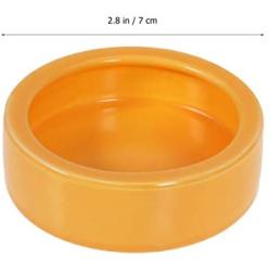 POPETPOP Pet Bowl Anti-Escape Ceramics Food Round Basin Feeding Water Bowl Turtle Gecko Chameleon Small Animals Size M (Orange)