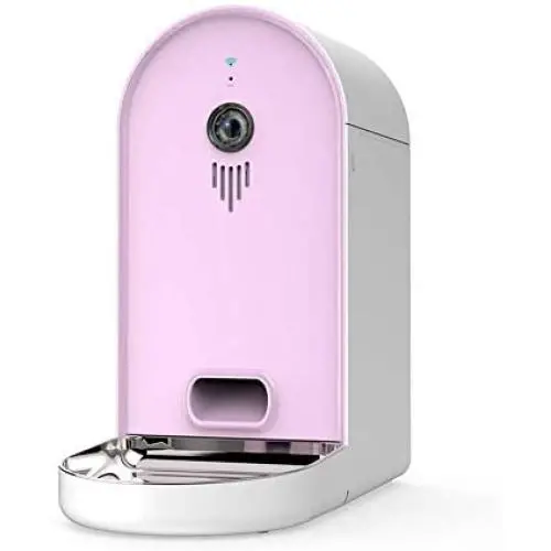 Yangmani Smart Pet 6L Automatic Feeder Timing Quantitative 165 ° Night Vision Wide-Angle Camera USB Interface Dual Power Smart Cat Feeder Pink Automatic Feeding Dog Machine Feeding Stations