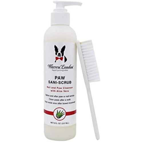 Warren London - Paw Sani Scrub - 8oz - Nail, Paw, and Coat Cleanser with Aloe Vera - Scrub Brush Included - For Dogs, Cats, and Horses