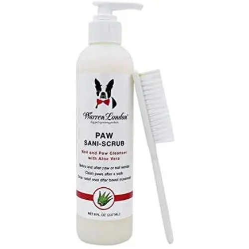 Warren London - Paw Sani Scrub - 8oz - Nail, Paw, and Coat Cleanser with Aloe Vera - Scrub Brush Included - For Dogs, Cats, and Horses Warren London - Paw Sani Scrub - 8oz - Nail, Paw, and Coat Cleanser with Aloe Vera - Scrub Brush Included - For Dogs, Cats, and Horses