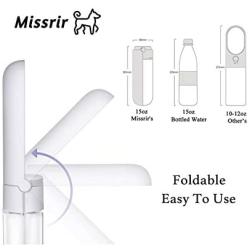 Missrir Portable Dog Water Bottle, 15oz Dog Water Bottles For Walking,Collapsible Dog Bottle for Travel/Hiking, Travel Water Bowl For Dogs No Spill With Long Watering Trough, BPA Free(White)