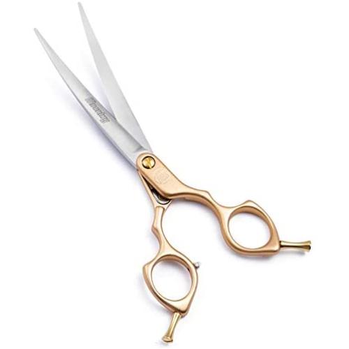Moontay 6.0'' Professional Curved Pet Grooming Scissor, Dog Cat Grooming Shear/Scissor with Ultra-Light Aeronautical Aluminum Handle, 440C Japanese Stainless Steel Grooming Scissor