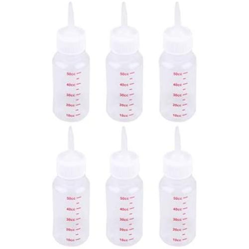 Balacoo Pet Nursing Bottles - Newborn Animals Feeding Bottle Kit 50ml Water Milk Feeder for Puppy Kitten Lambs 6pcs (Pointed Nipple)