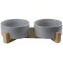 LIONWEI LIONWELI Ceramic Cat Bowl with Wood Stand No Spill Pet Food Water Feeder Cats Small Dogs