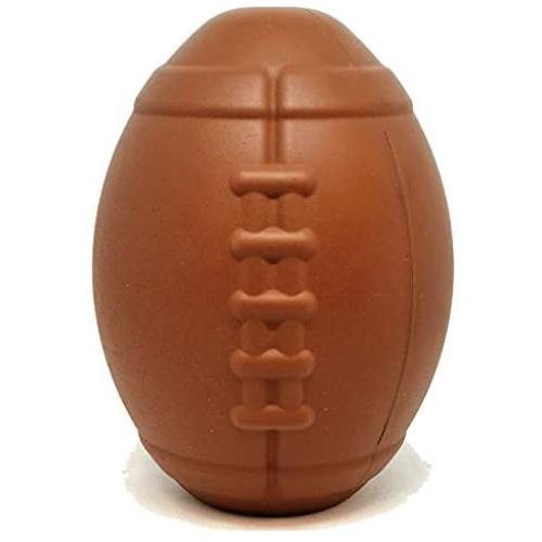 MKB by SodaPup - Natural Rubber Football Shaped Chew Toy - Treat Dispenser - Made in USA - for Heavy Chewers - Brown - Large