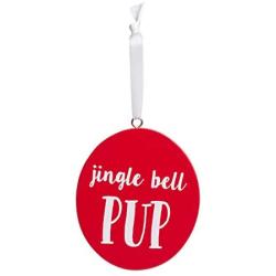 Pearhead Pet Jingle Bell Pup Photo Ornament, Red