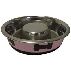 Boomer N Chaser BNC-10011 Slow Feeder Spill Proof Pet Bowl Fusion Hot Pink