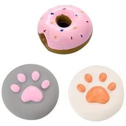 3PCS Dog Squeaky Toys Latex Soft Dog Ball Toys Rubber Donuts Chewing Squeak Toy Fetch Play Balls for Puppy Small Dog Pets