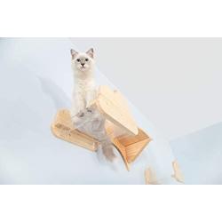 MYZOO Moku,Cloud Shape, Wall Mounted Cat Shelves, Floating Perch, Cat Tree,Solid Wood with Transparent Board