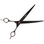 ShearsDirect Japanese 440C Curved Black Titanium Cutting Shears with Red Gem Stone Tension and Double Finger Rest, 8.0-Inch