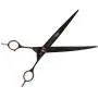 ShearsDirect Japanese 440C Curved Black Titanium Cutting Shears with Red Gem Stone Tension and Double Finger Rest, 8.0-Inch ShearsDirect Japanese 440C Curved Black Titanium Cutting Shears with Red Gem Stone Tension and Double Finger Rest, 8.0-Inch