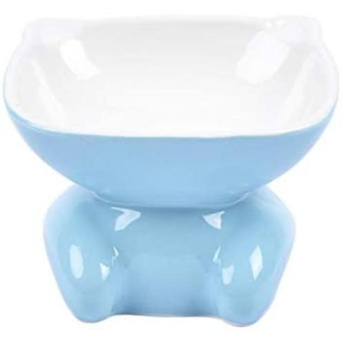 Cat Bowl,Raised Cat Food Bowls Anti Vomiting,Tilted Elevated Cat Bowl,Ceramic Pet Food Bowl for Flat-Faced Cats,Small Dogs,Protect Pets Spine,Dishwasher Safe