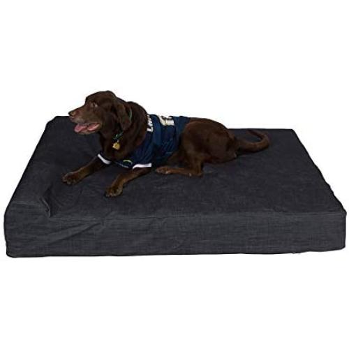 Pet Support Systems Extra Larg 52 x 36 x 7-Inch Gel Memory Foam Orthopedic Bed with Bolster for Dogs - Blue Denim