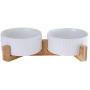 LIONWEI LIONWELI Ceramic Cat Dog Bowl Dish with Wood Stand No Spill Pet Food Water Feeder Cats Medium Dogs