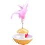Studyset Interactive Cat Toy,Funny Rolling Scratching Ball Tumbler Interactive Toy with Feather for Pet Cat Yellow L