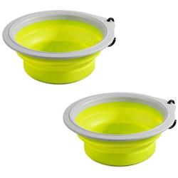 PAWISE Collapsible Dog Bowl Foldable Travel Bowl Expandable Bowl for Cat Portable Food Water Feeding Travel Bowl with Carabiner (2 Pack)