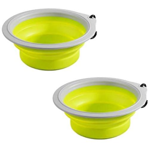 PAWISE Collapsible Dog Bowl Foldable Travel Bowl Expandable Bowl for Cat Portable Food Water Feeding Travel Bowl with Carabiner (2 Pack)