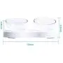 ELSPET Raised Cat Dog Bowl/Cat Dish/Elevated Cat Food Water Bowl, 0°/20° Tilted Transparent Raised Pet Feeding Bowl with Anti-Slip Base for Cat and Small Dog
