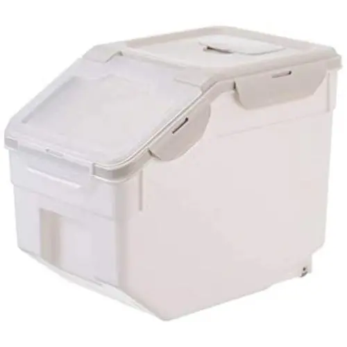 Pet Food Container Moisture Proof Dustproof Dry Food Bucket Storage Case Containers Size L (Beige) Useful Pet Food Container Moisture Proof Dustproof Dry Food Bucket Storage Case Containers Size L (Beige) Useful