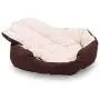 long rich Durable Bolster Sleeper Oval Pet Bed with Removable Reversible Insert Cushion and Additional Two Pillow, Brown to Beige Color, by Happycare Textiles long rich Durable Bolster Sleeper Oval Pet Bed with Removable Reversible Insert Cushion and Additional Two Pillow, Brown to Beige Color, by Happycare Textiles