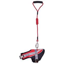 DOGHELIOS Bark-Mudder Easy Tension 3M Reflective Endurance 2-in-1 Adjustable Pet Dog Leash and Harness, Medium, Red