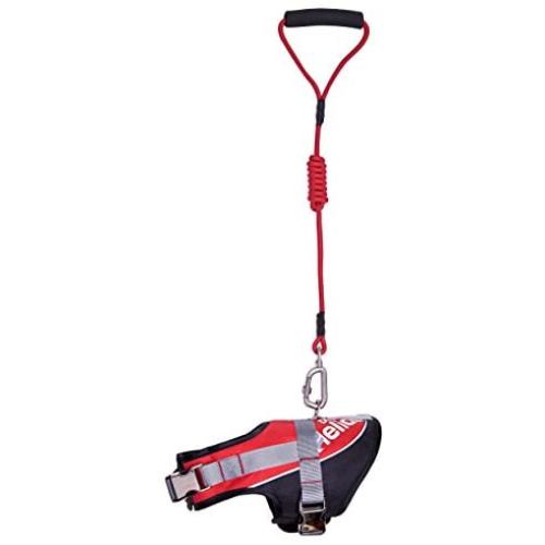 DOGHELIOS Bark-Mudder Easy Tension 3M Reflective Endurance 2-in-1 Adjustable Pet Dog Leash and Harness, Medium, Red