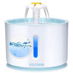 Pet Fountain Cat Fountain, 2.4L Large Capacity Auto Powerful Cat Pet Water Fountain with LED Light, 3 Water Flow, Quiet Pet Drinking Fountain for Dog Cat Smal Animal, Keep Pet Healthy