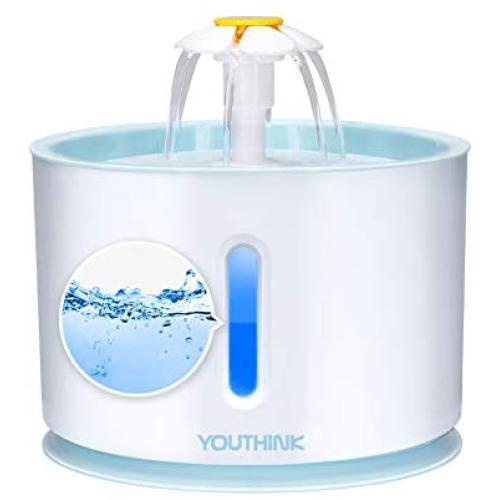 Pet Fountain Cat Fountain, 2.4L Large Capacity Auto Powerful Cat Pet Water Fountain with LED Light, 3 Water Flow, Quiet Pet Drinking Fountain for Dog Cat Smal Animal, Keep Pet Healthy