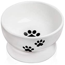 Ceramic Raised Cat Bowls, Elevated Food Bowls or Water Bowls, Cat Food Bowls，Stress Free, Backflow Prevention, Ceramic Cat Water Bowl No-Spill