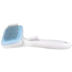 LEWARM Slicker Brush for Short Haired Dogs and Cats Angled Bristles with Particles Self Cleaning Pet Grooming Comb Set with Bath Massage Brush and Chewing Rope Toy