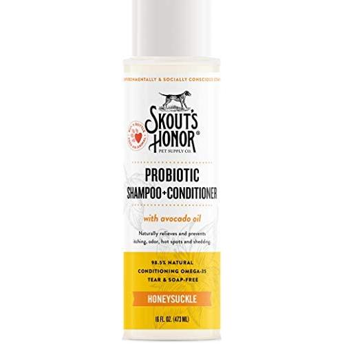 SKOUTS HONOR: Probiotic Pet Shampoo & Conditioner - 2-in-1 with Avocado Oil - Cleans and Conditions Fur, Supports Pet’s Natural Defenses, PH-Balanced, Sulfate Free