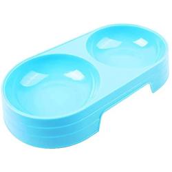 LeSharp Dog Accessories, Pet Puppy Dog Cat Food Water Dish Feeder Plastic No Slip Double Bowl Dispenser - Green