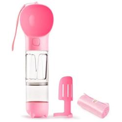 Rolife Portable Dog Water Bottle，3 in 1 Pet Travel Bottle with Food Container, Shovel, and Trash Bag Holder