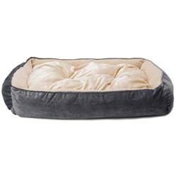 long rich Textiles 2-in-1 Rectangle Ultra-Soft Dog & Pet Bed, Large, Burn Out Gray, by Happycare Textiles