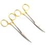 CYNAMED Premium German Set of 2 Ea Pet Cat Dog Hair Puller Remover Stainless Steel HEMOSTAT Locking Forceps 5'' Straight + Curved Full Serrated-s Ear Hair Clamp Pulling Shears Plier Pet Dog Trimmer