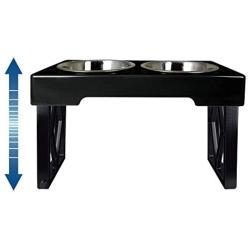 Pet Zone Designer Diner ADJUSTABLE Elevated Dog Bowls - Adjusts To 3 Heights, 2.75”, 8'', & 12 (Raised Dog Dish with Double Stainless Steel Bowls)