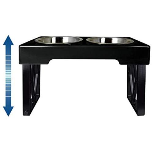 Pet Zone Designer Diner ADJUSTABLE Elevated Dog Bowls - Adjusts To 3 Heights, 2.75”, 8'', & 12 (Raised Dog Dish with Double Stainless Steel Bowls)