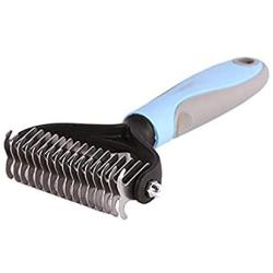 KABB Dogs Cats Pet Grooming Undercoat Rake with Dual Side for Easy Mats & Tangles Removing(Blue)