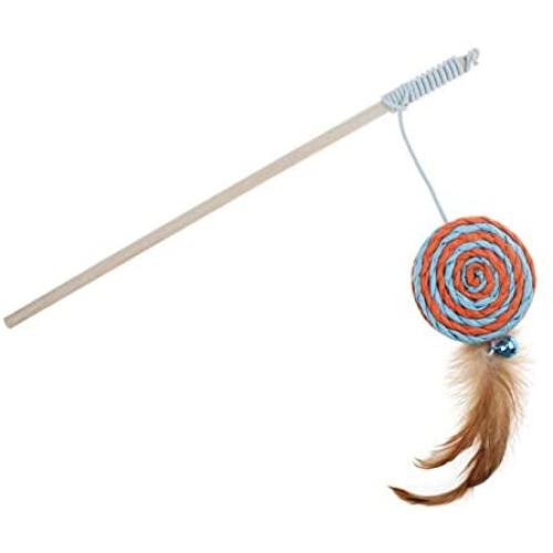 ocijf179 Cat Toy Pet Cat Kitten Feather Bell Mouse Fish Teaser Play Stick Wand Interactive Toy - Random Color Ball#