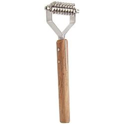 Tamsco Stripping/Dematting Comb (8 Blade) Wooden Handle Wooden Handle Stainless Steel8 Teeth Comb Curved Ends for Safety