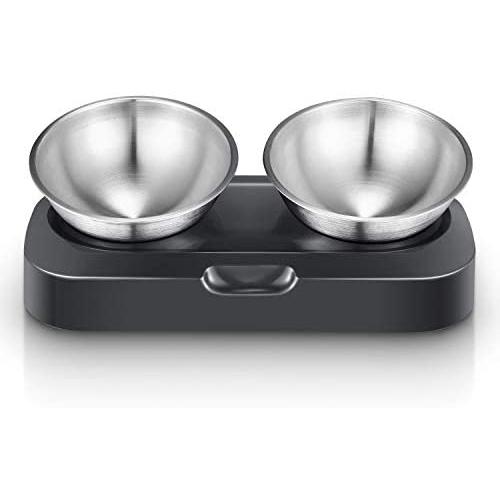 Vekonn Elevated Cat Bowl, Cat and Small Dog Food Bowl Stand, 2 Stainless Steel Cat Food Bowls, Non Slip No Spill, Healthy Eating Posture and Ergonomics for Pets