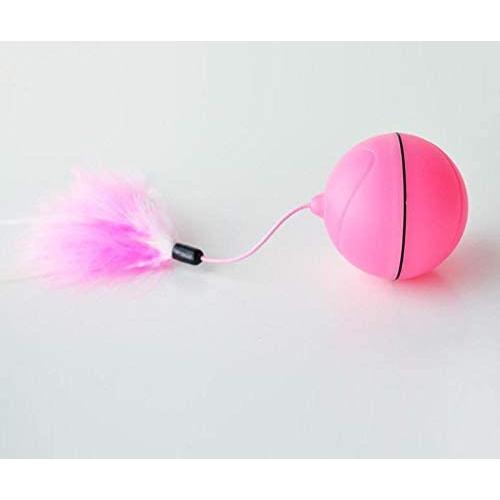 Wei&H Cat Ball, Electric Vibration Plastic Ball Automatic cat Toy Feather Pink