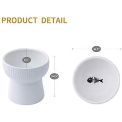 TAMAYKIM Ceramic Raised Cat Bowls, Food and Water Bowls Set for Cats, Porcelain Elevated Stress Free Feeding Pet Dish, Dishwasher and Microwave Safe, 2 Pack