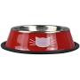 Yasma Cat Bowls Stainless Steel Pet Cat Bowl Kitten Rabbit Cat Dish Bowl with Cute Cats Painted cat Food Dish Easy to Clean Durable Cat Dish for Food and Water (red+Grey)