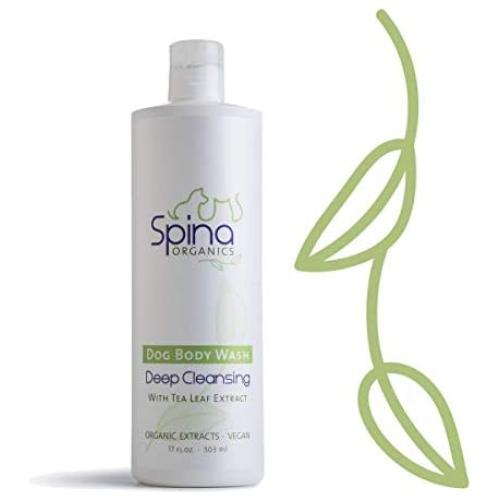 Spina Organics, 100% Natural deodorizing, DEEP CLEANSING Organic dog and cat Shampoo, brightens coats, soothes itchy, dry and sensitive skin with healing Aloe Vera 17oz, Made in the USA