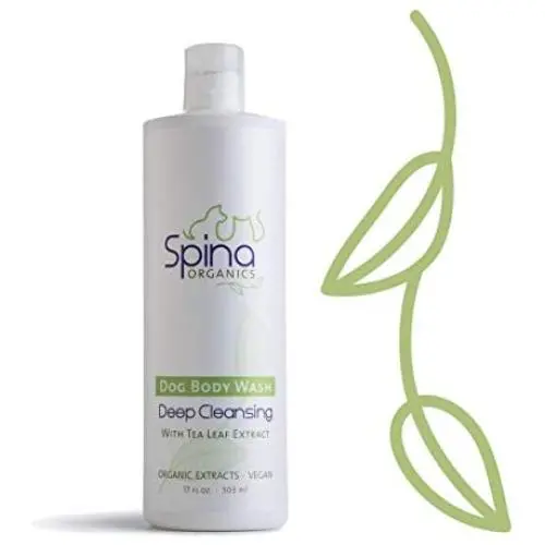Spina Organics, 100% Natural deodorizing, DEEP CLEANSING Organic dog and cat Shampoo, brightens coats, soothes itchy, dry and sensitive skin with healing Aloe Vera 17oz, Made in the USA Spina Organics, 100% Natural deodorizing, DEEP CLEANSING Organic dog and cat Shampoo, brightens coats, soothes itchy, dry and sensitive skin with healing Aloe Vera 17oz, Made in the USA