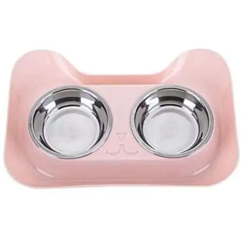 HONGTAO Dog Bowls Double Bowl Dog Food Bowls Stainless Steel Dog Bowl No-Spill No-Skid Cat Bowls Pet Feeder Bowls for Dogs Cats(Pink) HONGTAO Dog Bowls Double Bowl Dog Food Bowls Stainless Steel Dog Bowl No-Spill No-Skid Cat Bowls Pet Feeder Bowls for Dogs Cats(Pink)