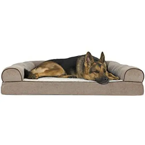 Furhaven Pet Dog Bed - Cooling Gel Memory Foam Faux Fleece and Chenille Soft Woven Traditional Sofa-Style Living Room Couch Pet Bed with Removable Cover for Dogs and Cats Furhaven Pet Dog Bed - Cooling Gel Memory Foam Faux Fleece and Chenille Soft Woven Traditional Sofa-Style Living Room Couch Pet Bed with Removable Cover for Dogs and Cats