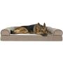 Furhaven Pet Dog Bed - Cooling Gel Memory Foam Faux Fleece and Chenille Soft Woven Traditional Sofa-Style Living Room Couch Pet Bed with Removable Cover for Dogs and Cats