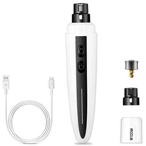 MODUS Pet Nail Grinder for Small Medium Large Dogs and Cats, 2-Speed Rechargeable Portable Low Vibration and Low Noise Electric Pet Nail Trimmer with LED Illuminating Light and USB Charging